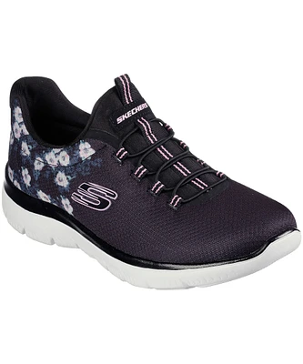 Skechers Women's Summits Floral Bungee Slip On Shoes