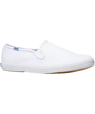 KEDS Women's Champion Canvas Slip On Sneakers - White