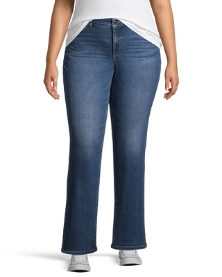 Denver Hayes Women's Curvy Fit Mid Rise Straight Jeans