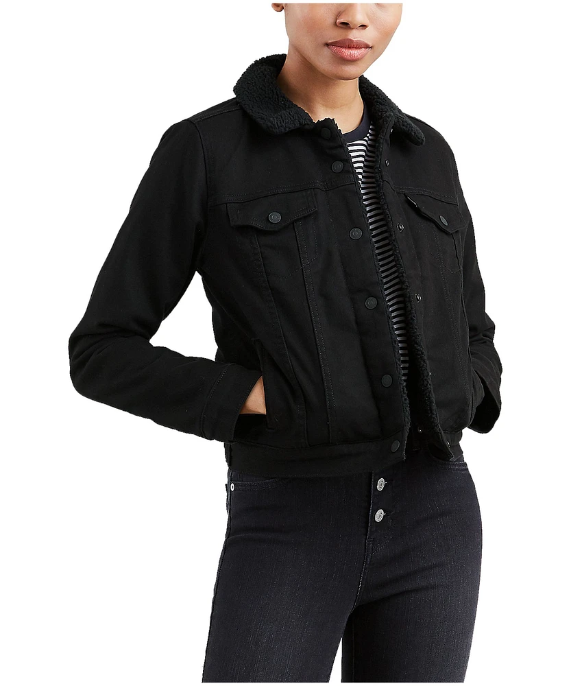 Levi's Women's Original Sherpa Trucker Jean Jacket - Black On