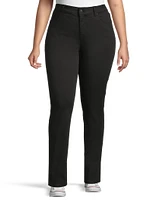 Denver Hayes Women's Curvy Fit Mid Rise Straight Leg Jeans - Black