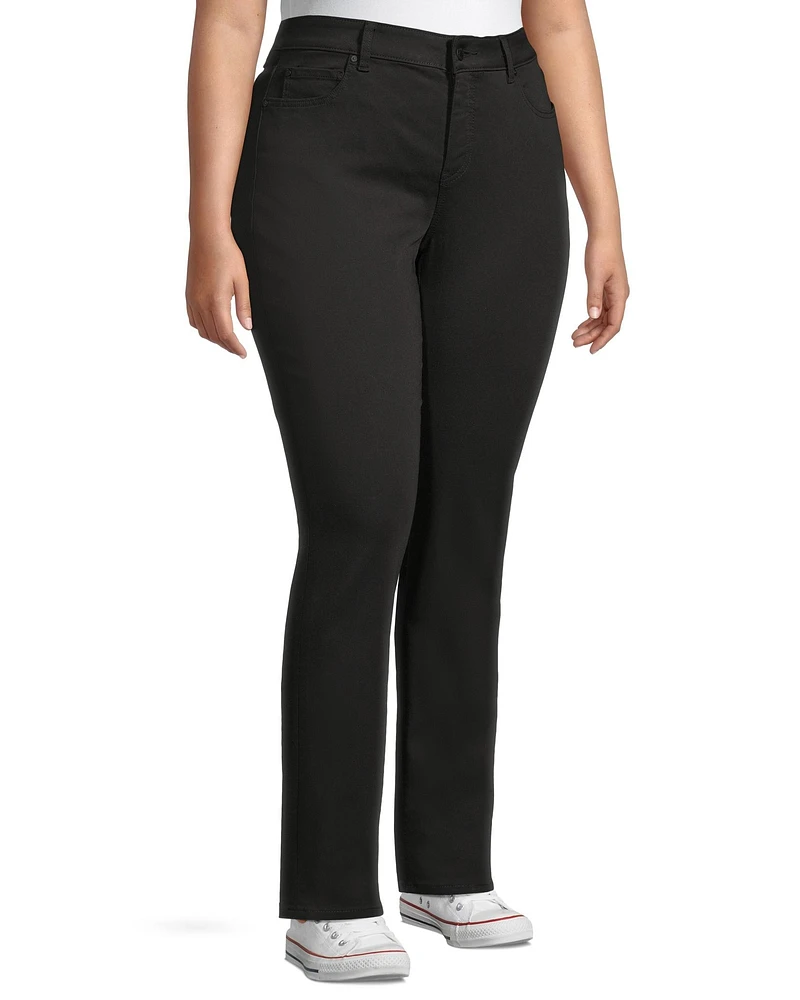 Denver Hayes Women's Curvy Fit Mid Rise Straight Leg Jeans - Black