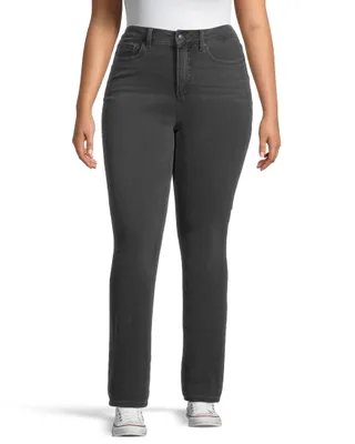 Denver Hayes Women's High Rise Straight Leg Jeans - Grey