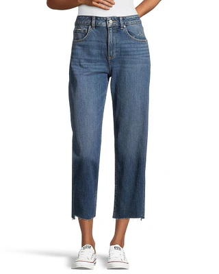 Denver Hayes Women's Relaxed Fit High Rise Straight Leg Cropped Jeans