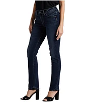 Silver Women's Elyse Curvy Fit Mid Rise Straight Jeans