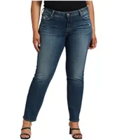 Silver Women's Curvy Elyse Mid Rise Straight Leg Jeans Plus