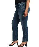 Silver Women's Curvy Elyse Mid Rise Straight Leg Jeans Plus