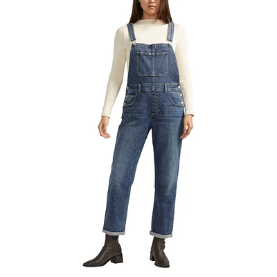 Silver Woman's Baggy Straight Leg Overall Jeans