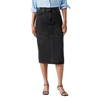 Levi's Women's High Rise Back Slit Skirt - Black