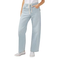 Silver Women's Be Easy Drawstring Jean - Light Indigo Wash