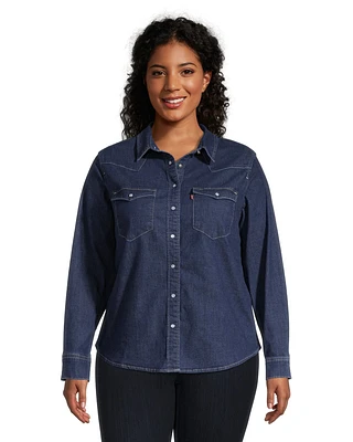 Levi's Women's Ultimate Western Minds Eye Denim Button Up Shirt