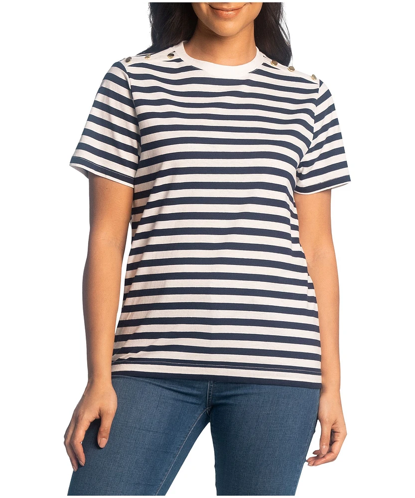 Lois Women's Selena Crewneck Relaxed Fit Striped Top