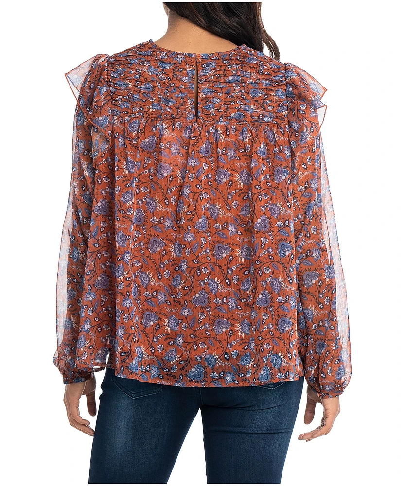 Lois Women's Leana Boho Floral Long Sleeve Blouse