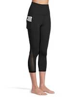 Shambala Women's Live-In Comfort High Rise Crop Legging with Mesh