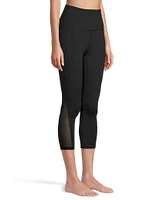 Shambala Women's Live-In Comfort High Rise Crop Legging with Mesh