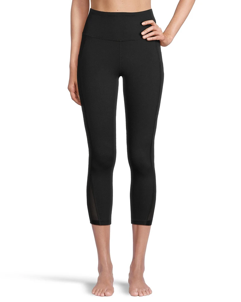 Shambala Women's Live-In Comfort High Rise Crop Legging with Mesh