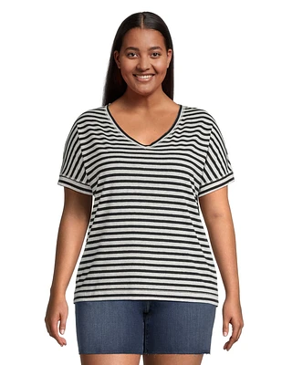 Denver Hayes Women's Linen Striped T Shirt