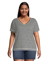 Denver Hayes Women's Linen Striped T Shirt