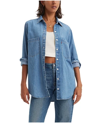 Levi's Women's Hasina Long Sleeve Button Down Denim Tunic Length Shirt