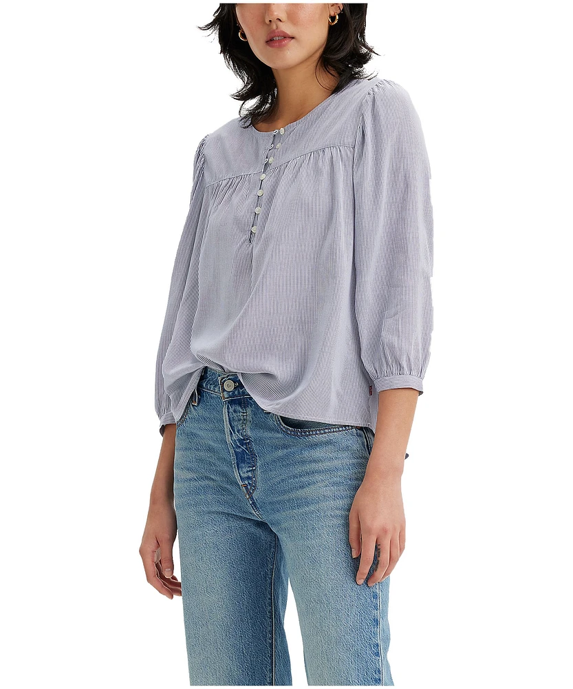 Levi's Women's Halsey Relaxed Fit 3/4 Length Sleeve Blouse