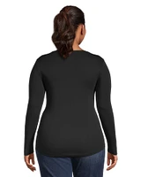 Denver Hayes Women's Long Sleeve Slim Fit Crew Neck T Shirt