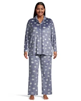 Denver Hayes Women's 2 Piece Brushed Micro Plush Pajama Set