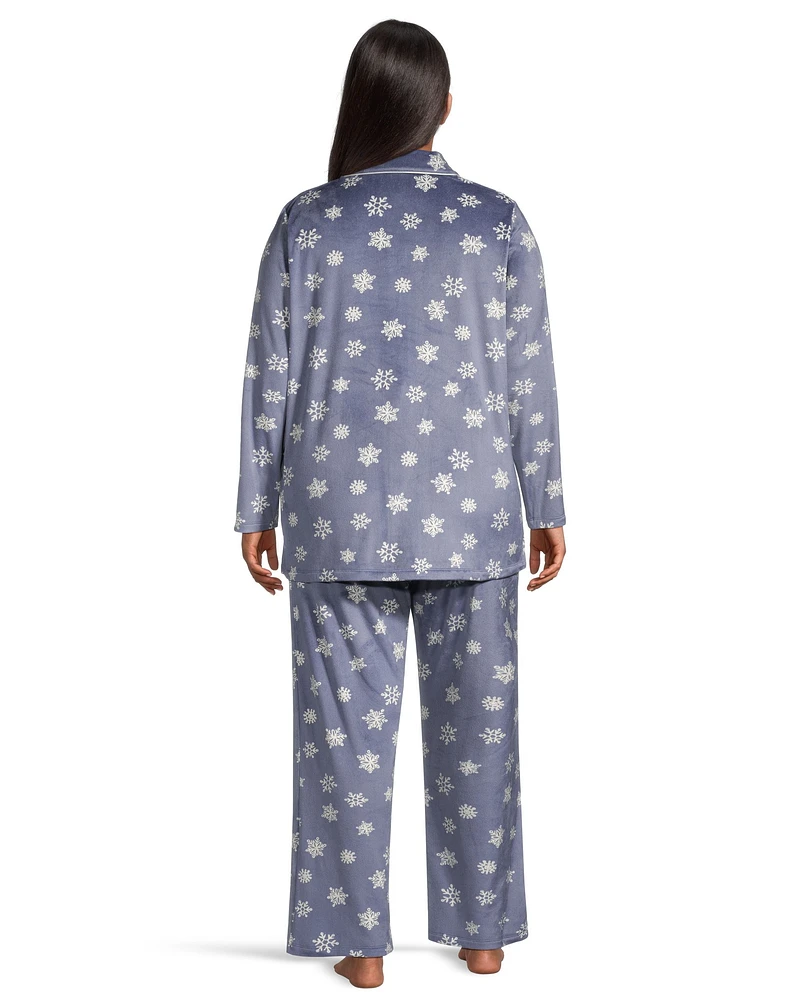 Denver Hayes Women's 2 Piece Brushed Micro Plush Pajama Set