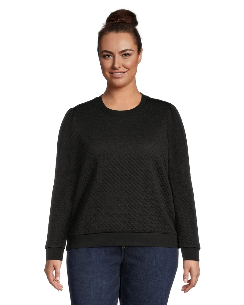 Denver Hayes Women's Quilted Long Sleeve Puff Sweatshirt