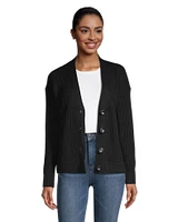 Women's Rib Knit Button Up Cardigan