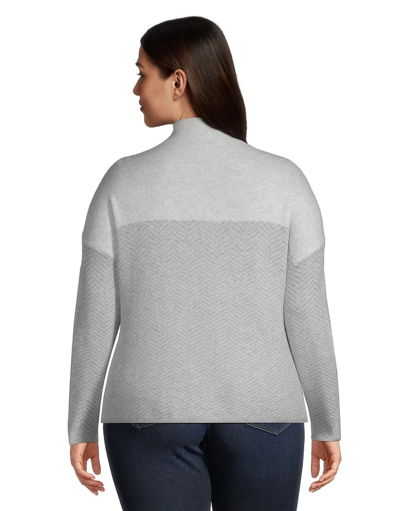 Denver Hayes Women's Semi Fitted Cozy Mock Neck Jaquard Pullover