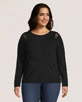 Denver Hayes Women's Luxe Relaxed Fit Pointelle Pullover