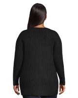 Denver Hayes Women's Luxe Relaxed Fit Ribbed Easy Open Cardigan