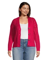 Denver Hayes Women's Semi Fitted Drop Shoulder Button Up Cardigan