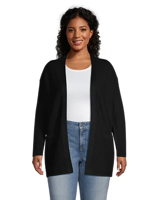 Denver Hayes Women's Semi Fitted Ribbed Open Front Cardigan