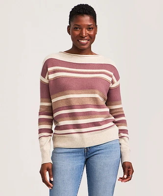 Denver Hayes Women's Boatneck Link Stitch Stripe Pullover