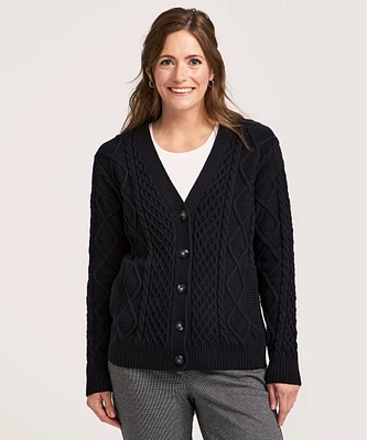 WindRiver Women's Cotton Blend Cable Cardigan