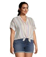 Women's Button Tie-Front Blouse