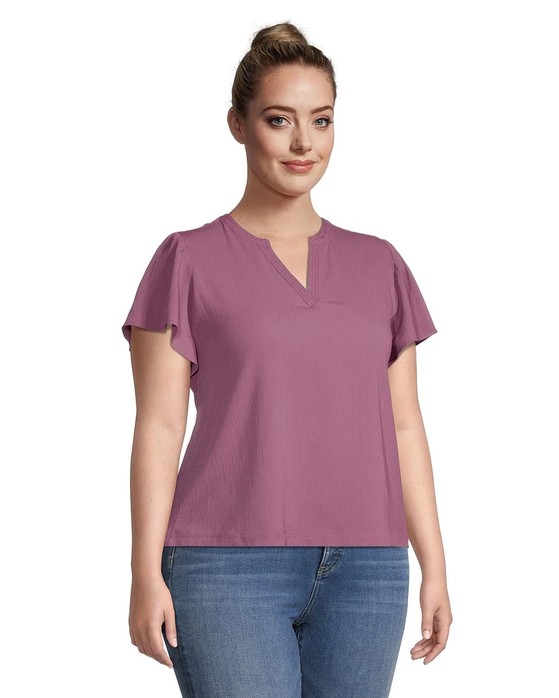 Denver Hayes Women's Flutter Sleeve Blouse