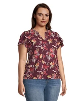 Denver Hayes Women's Flutter Sleeve Blouse