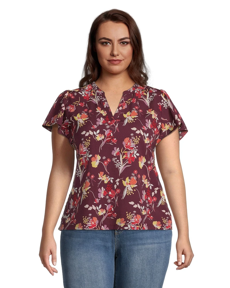 Denver Hayes Women's Flutter Sleeve Blouse