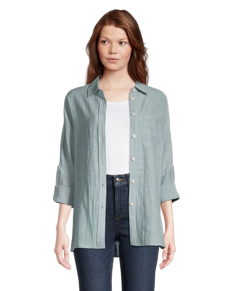 FarWest Women's Oversized Button Up Beach Shirt