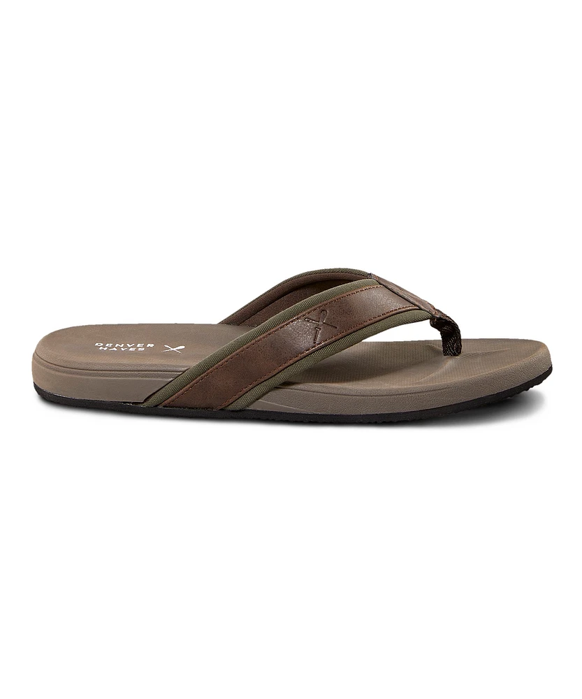 Denver Hayes Men's Mazinaw Thong Style Flip Flops - Dark Brown