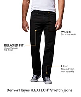 Denver Hayes Men's FLEXTECH Relaxed Fit Tapered Leg Stretch Jeans - Black