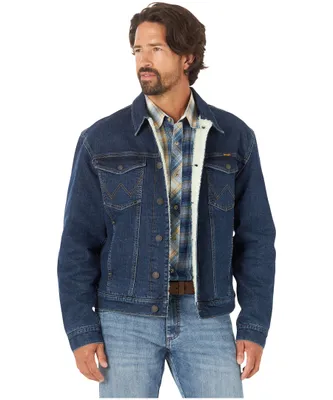 Wrangler Men's Retro Faux Sherpa Lining Western Style Denim Jacket