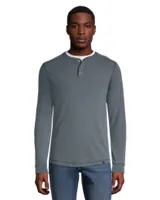 Denver Hayes Men's Long Sleeve Modern Fit Cotton Slub Henley Shirt