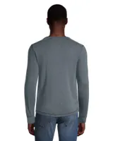 Denver Hayes Men's Long Sleeve Modern Fit Cotton Slub Henley Shirt