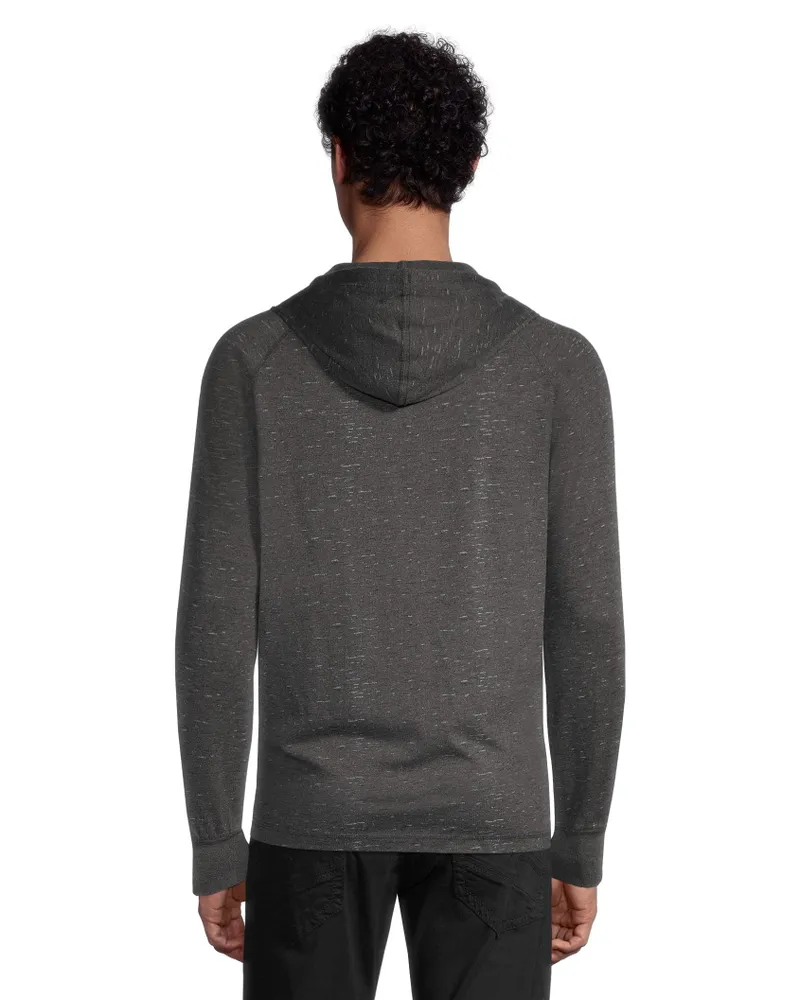 Silver Men's Textured Print Cotton Pullover Hoodie