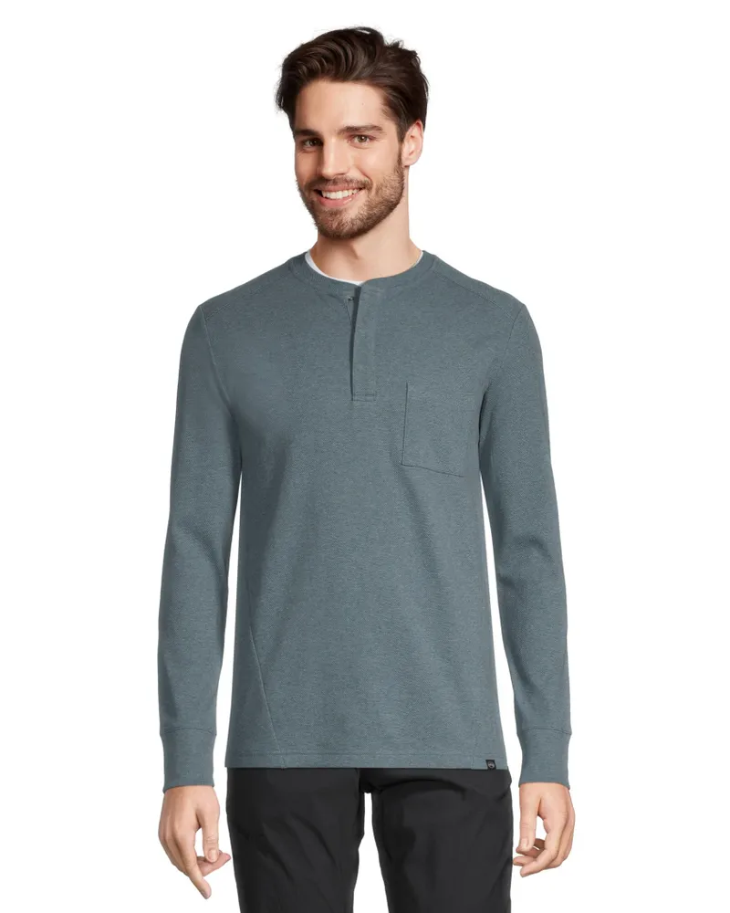 WindRiver Men's Birdseye Long Sleeve Comfort Dry Henley Shirt