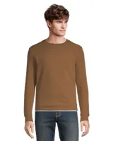 Denver Hayes Men's Long Sleeve Texture Knit Crewneck Shirt