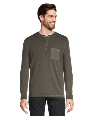 WindRiver Men's Heritage Waffle Long Sleeve Henley Top